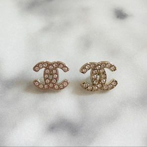 18mm Chanel Clear Crystal Buttons Stamped